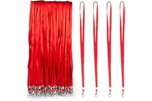 IBOO 100 gargantillas rojas con clip de metal - Cordón para el cuello para la tarjeta de identificación del titular de la insignia