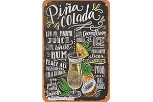 TARIKA Pina Colada Plaque décorative en métal style rétro 20 x 30 cm pour la maison, la cuisine, la salle de bain, le jardin, le garage avec citations inspirantes