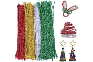 Aicharynic 400 Pezzi Scovolini per Fai da Te, Scovolini Pipa Ciniglia Steli Steli di Ciniglia per Fai da Te Artigianato Creativo Decorazioni Regalo Festa di Natale di Halloween Bambini Artigianato