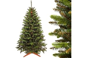SMEREKA® Sztuczna choinka 150 cm - Naturalne gałązki | Premium sztuczna choinka jak prawdziwa z drewnianym stojakiem, wykonana w UE - Realistyczna choinka