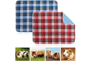Geegoods Guinea Pig Cage Liners Guinea Pig Bedding Washable &Air Dried Pee Pads for Guinea Pig Fast Absorbent Waterproof Reduce Shrinkage Non-Slip 2 Pack 18"x 24"