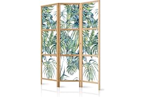 ‎DECOMONKEY decomonkey Paravent Raumteiler Innen Blumen 135x171 cm 3 Teilig Room Divider Wall Raumteiler Stehend Trennwand Sichtschutz Spanische Wand Sichtschutzwand Wohnzimmer Holz Spa Zen Orient Japan