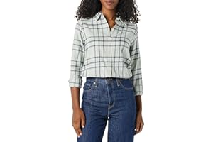 Amazon Essentials Women's Regular-Fit Long-Sleeve Lightweight Plaid Flannel Shirt