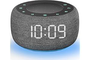 Buffbee Digitaler Radiowecker für das Schlafzimmer - 7-farbiges Nachtlicht, High-Fidelity-Klangqualität mit nach oben gerichtetem Lautsprecher, 4 Wecktöne, Full Range Display Dimmer für den Nachttisch