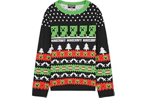 Minecraft Pull de Noel Garçon, Pull Chaud en Tricot pour Enfant et Ado - Idée Cadeau Gamer