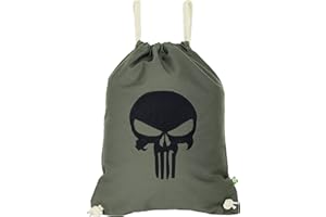 EXPRESS-STICKEREI Worek sportowy, wodoodporny, zielony, motyw trupiej czaszki, worek gimnastyczny, męski, worek hipsterski, wytrzymały męski/damski, torba na ramię, plecak sportowy, dla dziewcząt, nastolatków, szkieletów, dla fanów rowerzystów