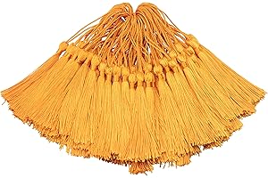 MAKHRY 100 Unids 13 cm / 5 Pulgadas Sedoso Hilo Marcador de Borlas con 2-Pulgadas Cord Loop y Pequeño Nudo Chino para la Fabricación de Joyas, Recuerdo, Marcadores, Artesanía DIY Accesorio (Naranja Claro)