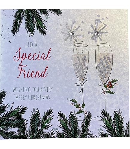 WHITE COTTON CARDS X64 Happy Christmas To A Special Friend Handmade Christmas Card - White