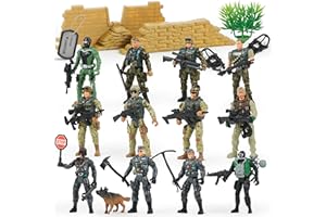 JOYIN 16 sztukwojskowych zabawek żołnierzy zestaw do zabawy męskie figurki z 12 realistycznymi Army Ranger i akcesoriami do sprzętu broni