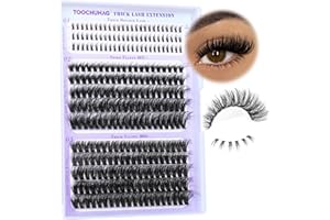 TOOCHUNAG Russian Individual Eyelashes with Bottom Lash Clusters Fluffy D Curl Cluster Lashes 5-7mm Wispy Bottom Eyelash Clusters 10-18mm Thick Upper Individual Eye Lashes Extension