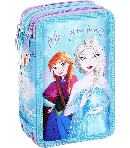 TDL Eiskönigin Federmäppchen 3 Etagen – Komplettset Mit Frozen-Motiv