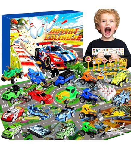 Calendrier De L'Avent 2025 Course Automobile - 24 Jours D'Ornements Et Objets De Collection - Pour Enfants Fans De Voitures (Garçons Et Filles)