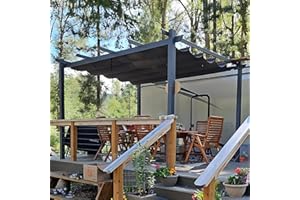 PURPLE LEAF Pergola 3 x 4 m Wasserdicht Stabil Winterfest, Aluminium Gartenpavillon mit Wetterfestes Schiebedach, Terrassenüberdachung Freistehend, UV-Schutz, Grau