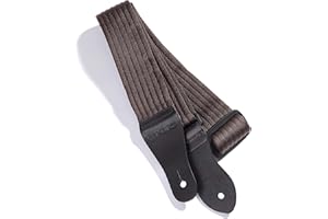 KLIQ MUSIC GEAR KLIQ Vintage Woven Guitar Strap for Acoustic and Electric Guitars | '60s Jacquard Weave Hootenanny Style | 2 Rubber Strap Locks Included, Brown