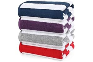 Utopia Towels - Asciugamani da Spiaggia Cabana Striscia, (76 x 152 cm) - 100% Cotone Ring Spun Grandi Asciugamani da Piscina, Morbido e Ad Asciugatura Rapida (Rosso, Marina, Grigio, Viola)