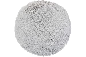 Brandsseller Cojín de Asiento Alfombra Ø 38 cm Aspecto de Piel de Ovino Redonda Imitación de Piel Alfombra de Pelo Largo Superposición de Piel de Cordreo Imitación de Piel de Ovino - Gris Claro