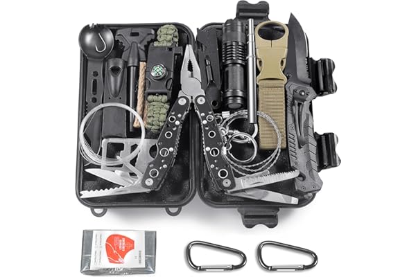 Graxury 14 en 1 Trousse de Survie Trousse de Survie Polyvalente Trousse de Premiers Soins pour Les Sports de Plein Air, Le Camping, l'alpinisme, Les Pierres Ignifuges