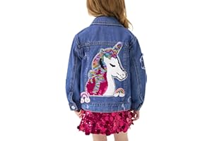 Miipat Chaqueta Vaquera Niñas Pequeñas de Manga Larga con Botones Abrigo de Mezclilla para Niña Bebé Chaqueta Vaquera Casual para Niños