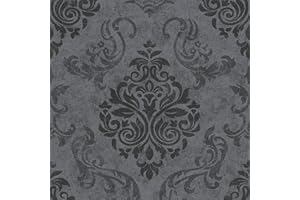 BRICOFLOR Carta da parati tnt (tessuto non tessuto) damascata barocca Grigio Argento Nero/Antracite 953723 95372-3 A.S. Création Memory 3 | Grigio/Argento/Nero/Antracite | Rotolo (10,05 x 0,53 m) = 5,33 m²