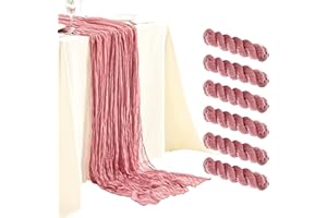 SRIZIAN 6 Pieces Dusty Blush Cheesecloth Table Runners 3M Wide Gauze Table Runner Boho Table Runner for Bridal Shower Wedding Birthday Party Table Decoration