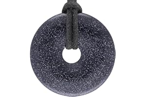 Lebensquelle Plus Edelstein Donut Ø 30 mm + Baumwollband | Naturstein Anhänger Halskette | Echte Heilsteinkette inkl. Band