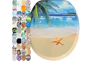 Sanilo Abattant WC frein de chute, Grande sélection de lunettes de toilette avec abaissement automatique, Fixation facile (Malibu)