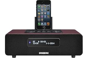 Sangean A500323 DDR-38 DAB+ Radio mit iPhone-Dock - Bluetooth Lautsprecher - Stereo Digital Radio - Rot