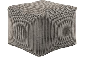 Hippo Relaxing Footstool Cube Bean Bag | Home Furniture Living Room | Lightweight Soft & Comfy | Jumbo Cord Square Foot Rest Pouffe Beanbags (Charcoal)