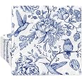 32Pcs Blue White Floral Paper Gift Bags – Hydrangea Bird Design, 6.3x3.1x8.7 Inch With Handles, Party Favor Supplies - View #3