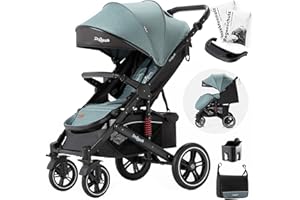 Daliya® Rapidy Buggy Kinderwagen 0-36 Monate Sportwagen mit Liegeposition Wickeltasche, Winterfußsack, Ess- & Spieltisch und mehr (Grün - Schwarz)