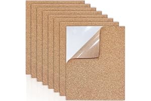 GAODUANLUOLUO 8 Pièces Panneau de Liège Autocollant 30x21cm, Rectangle Coaster en Liège, Plaques en Liège pour Décoration Murale, Travaux Manuels et Comme Tableau D'affichage (1mm D'épaisseur)