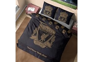 Get Trend Liverpool FC Double Duvet Cover Set, Reversible Football-Themed Bedding Set with Pillowcases, Ultra Soft & Durable Duvet Quilt Bedding Cover (Black Liverpool, Double)
