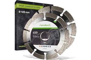 2x Profi Diamantscheibe 125mm für Beton, Granit, Stein, Ziegel uvm. - Diamanttrennscheibe mit hoher Schneidleistung | rendech® Markenqualität