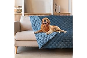 gogobunny 100% Double-Sided Waterproof Dog Bed Cover Pet Blanket Sofa Couch Furniture Protector for Kids Children Dog Cat, Reversible (52x82 Inch (Pack of 1), Dark Blue/Light Blue)