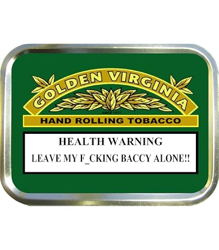 Noveltyshack GOLDEN VIRGINIA WARNING TOBACCO 50ml, 1oz SILVER HINGED TOBACCO  TIN,PILL BOX,STORAGE TIN : Amazon.co.uk: Home & Kitchen