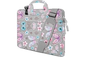 ‎HSEOK HSEOK 15"-15.6"-16" Torba na ramię na laptopa etui ohronne z paskiem, wodoszczelna torba na laptopa do 15"-16" MacBook Acer HP Dell Lenovo Asus Huawei Mi Samsung,Motyl