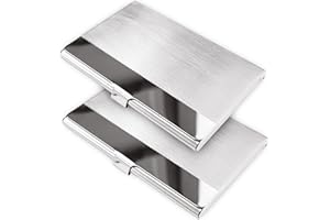 homEdge Tarjetero de acero inoxidable superligero, delgado, profesional, 2 paquetes de tarjetas para viajes y negocios