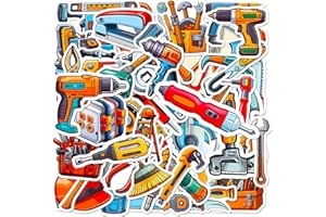 AFFOTO Pegatinas para ordenador portátil (50 unidades), regalo para niños, adolescentes, adultos, niños, herramientas, pegatinas de vinilo impermeables para álbumes de recortes, monopatín, coche, equipaje