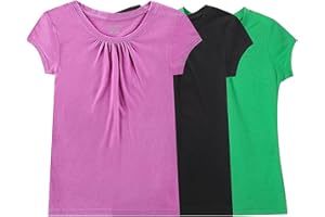 Bienzoe Girls School Uniform Tshirt: Kids Solid Color Tops 3pcs Pack