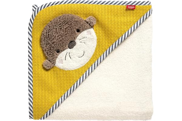 Fehn Serviette de Bain Loutre - Serviette de Bain Enfant Poncho en éponge - Serviette de Bain avec Capuche pour bébés et Jeunes Enfants à partir de 0+ Mois
