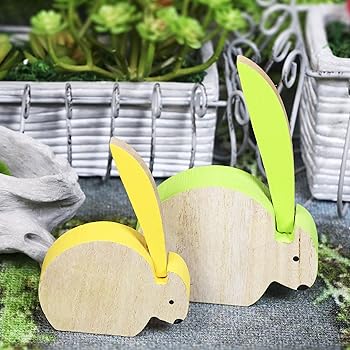 Coppia Di Coniglietti Pasquali In Legno Heitmann Deco, Naturali Con Cestino In Filo Metallico. Altezza 28 Cm, Decorazione Rustica Per La Primavera E Pasqua, Adatti A Grandi E Piccini.