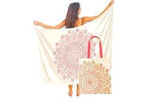 Mandala Life ART Paréo de Plage pour Femme - avec Sac - Boho Chic Cache Maillot - Sarong - Tapisserie