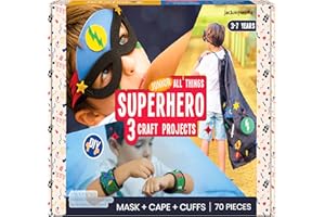 jackinthebox Superhero DIY Dress up Art and Craft Kit | Make a Cape, Mask and Cuffs | Best Gift for Boys Ages 5 6 7 8 Years | 3 Craft Projects in 1 Box