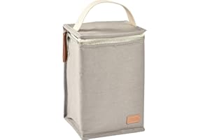 BÉABA, Pochette Repas Bébé Isotherme, Rangement biberons Grand Format, Grande capacité, Transporte Repas Complet, Matière Souple, Pliable, Tissu imperméable, Gris Perle