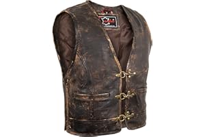 MDM Herren Vintage Lederweste/Kutte aus echtem Leder