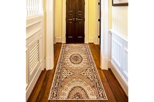 Mazovia Alfombra de Pasillo Larga - Design Oriental Pelo Corto - Alfombras de Pasillo por Metros - Alfombras para Pasillos Largos - Moqueta por Metros - Beige - 80x500 cm