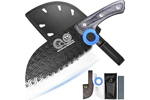 XYJ Autentico dal 1986, coltello da macellaio serbo con fodero, coltello da chef con verdure, manico in legno con fodero, per il campeggio all'aperto