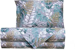Smart Deco Home Completo letto lenzuola federe letto stampa fantasia fiori foglie floreale 100% Cotone Made in Italy SINGOLO FOLIAGE