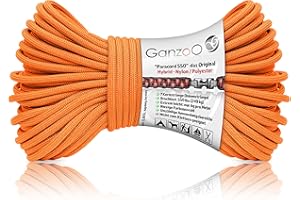 Ganzoo Paracord 550 Corda Arancio/Tipo Ibrido per Bracciale, Guinzaglio, Collare, Nylon / Poliestere Corda ibrida Nuova Versione, 30 metri (Pumpkin)