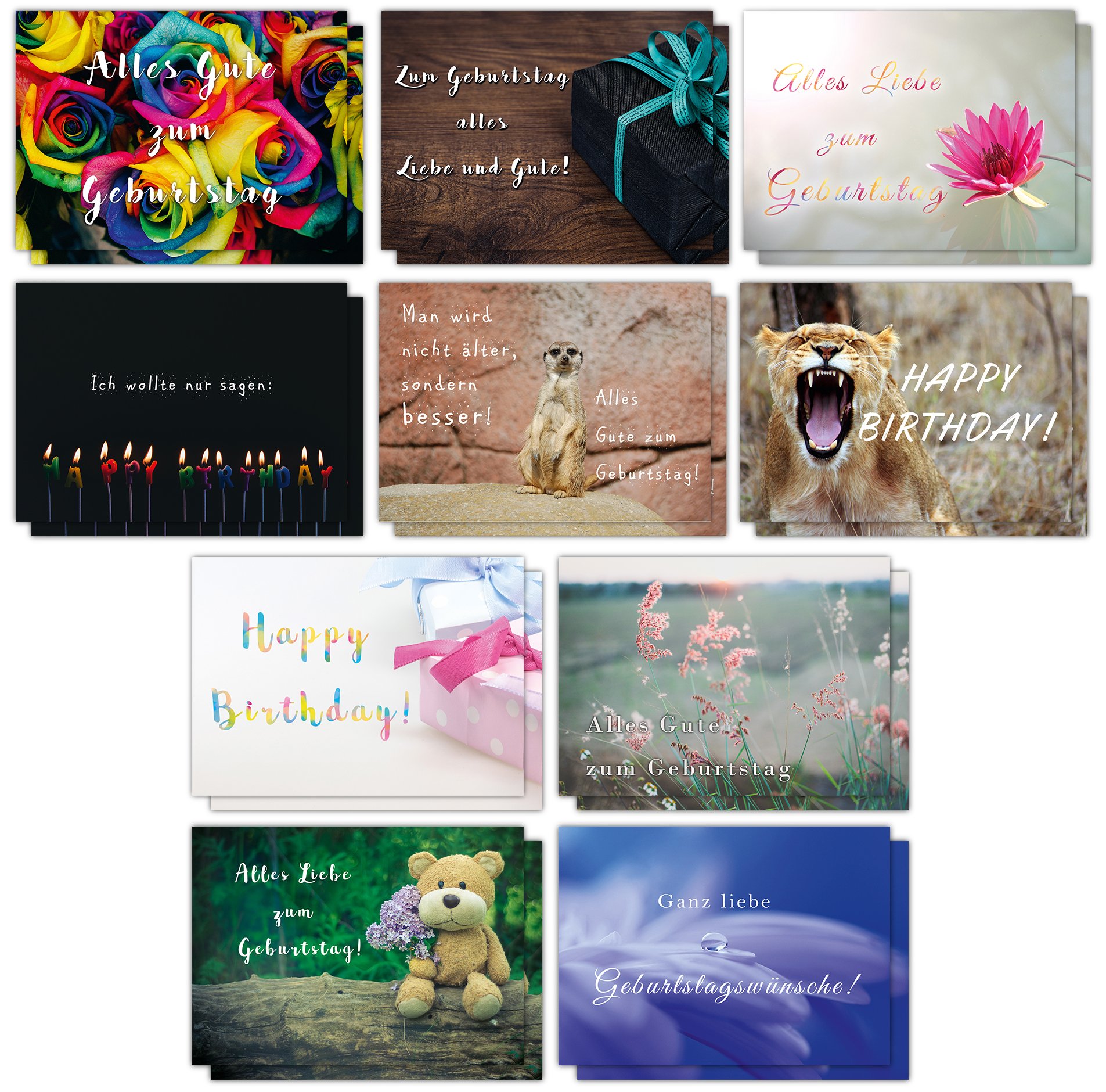 20er Postkarten Set mit 20 Sprüchen & Zitaten UV